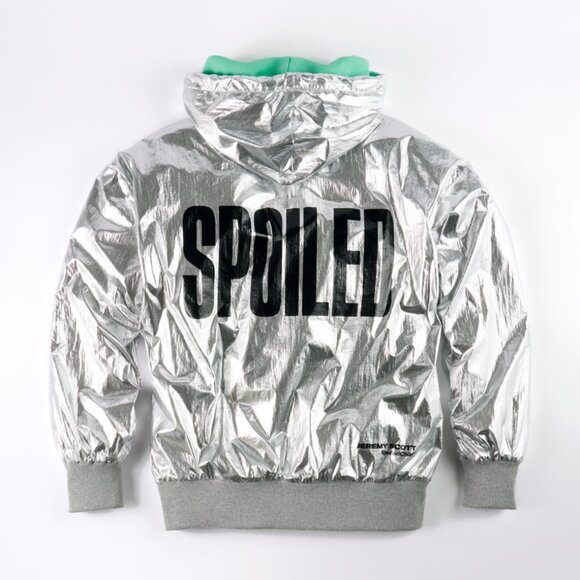The SpoiledChild Jeremy Scott Chrome Silver Hoodie Hooded Zip Sweatshirt Jacket - Picture 7 of 16